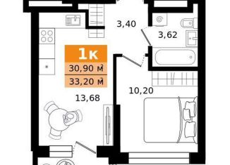 Продаю 1-ком. квартиру, 33.2 м2, Екатеринбург, метро Ботаническая