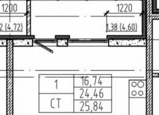 Квартира на продажу студия, 25.8 м2, Санкт-Петербург, метро Купчино, Среднерогатская улица, 13к2