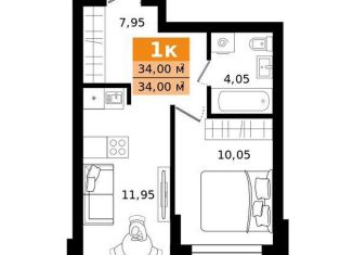 Продаю однокомнатную квартиру, 34 м2, Екатеринбург, метро Чкаловская