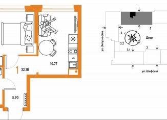 Продается однокомнатная квартира, 32.2 м2, Екатеринбург, метро Уралмаш, Шефская улица, 28