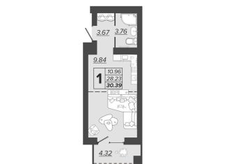 Продается однокомнатная квартира, 30.4 м2, Брянск