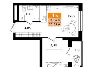 Продается 1-комнатная квартира, 37.7 м2, Екатеринбург, Чкаловский район