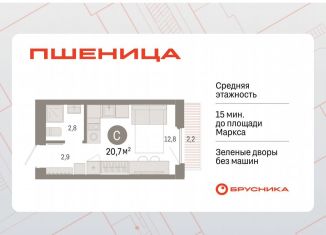 Продаю квартиру студию, 20.7 м2, рабочий посёлок Краснообск