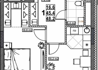 Продается 1-комнатная квартира, 48.2 м2, Нижний Новгород