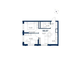 2-ком. квартира на продажу, 50.6 м2, Екатеринбург, Чкаловский район