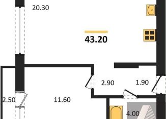 Продаю 1-комнатную квартиру, 43.2 м2, Новосибирск, улица Аэропорт, 88, метро Заельцовская