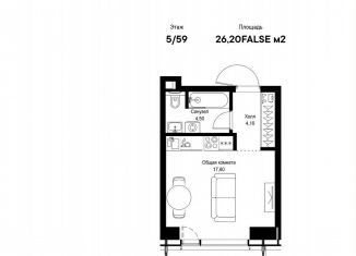 Продам 1-ком. квартиру, 26.2 м2, Москва, метро Тушинская, квартал Клифф 5, 1