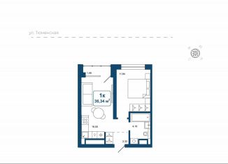 Продаю 1-комнатную квартиру, 36.3 м2, деревня Дударева, улица Сергея Джанбровского, 25