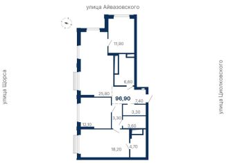 Продается 3-ком. квартира, 96.9 м2, Екатеринбург, Московская улица, 247А, Ленинский район