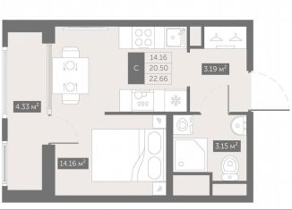Продаю квартиру студию, 22.7 м2, посёлок Шушары
