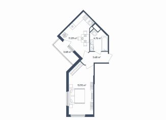 1-комнатная квартира на продажу, 37.3 м2, поселок Мещерино