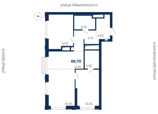 Продажа 2-ком. квартиры, 66.7 м2, Екатеринбург, метро Ботаническая, Московская улица, 247А