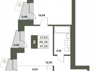Продам 1-комнатную квартиру, 47.3 м2, СНТ Колос БГАУ, село Миловка, 22