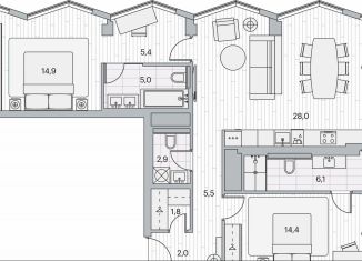 Продажа 2-ком. квартиры, 85.1 м2, Москва, Береговой проезд, 2, ЖК Береговой-2