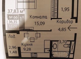 Продаю 1-комнатную квартиру, 38 м2, Симферополь, улица Никанорова, 4Е, ЖК Фиалка
