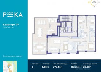 Продается многокомнатная квартира, 270.5 м2, Москва, Мичуринский проспект, 60к1, ЖК Река