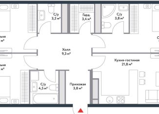 4-комнатная квартира на продажу, 95 м2, Москва, район Нагатинский Затон