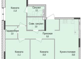 3-ком. квартира на продажу, 71.6 м2, Ижевск, жилой район Культбаза