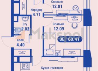 Двухкомнатная квартира на продажу, 60.4 м2, Москва, метро Алексеевская