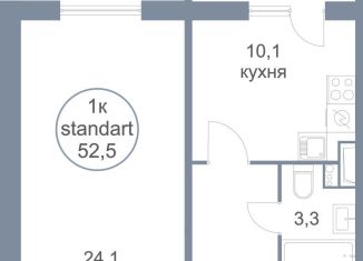 Продажа однокомнатной квартиры, 52.5 м2, деревня Голубое, Парковый бульвар, 2к5, ЖК Первый Зеленоградский