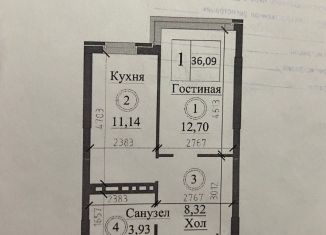 Продается однокомнатная квартира, 39 м2, Владикавказ, улица Алихана Гагкаева, 7А, 19-й микрорайон