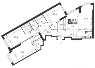 Продам четырехкомнатную квартиру, 125.8 м2, Москва, ЖК Архитектор