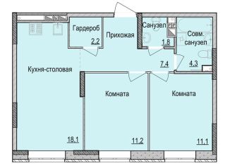 Продаю двухкомнатную квартиру, 56.1 м2, Ижевск, жилой район Культбаза