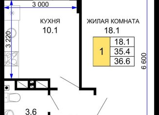 Продам 1-ком. квартиру, 36.6 м2, Краснодар, ЖК Дыхание