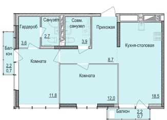 Продаю двухкомнатную квартиру, 61.2 м2, Ижевск, жилой район Культбаза