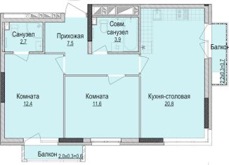 Двухкомнатная квартира на продажу, 60.2 м2, Ижевск, жилой район Культбаза