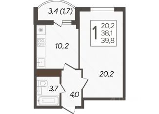 Продам 1-комнатную квартиру, 39.8 м2, Краснодар, микрорайон Почтовый