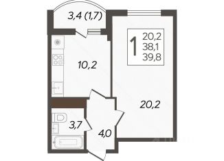 Продажа однокомнатной квартиры, 39.8 м2, Краснодар, микрорайон Почтовый