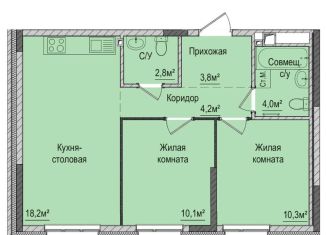 Продаю двухкомнатную квартиру, 53.4 м2, Ижевск, жилой район Строитель