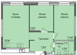 Продам 2-ком. квартиру, 51.1 м2, Ижевск, жилой район Строитель