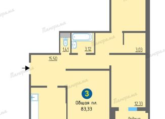 3-комнатная квартира на продажу, 83.3 м2, Калуга