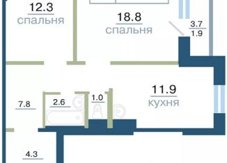 Продаю двухкомнатную квартиру, 60.6 м2, Красноярск, Железнодорожный район