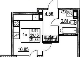 Продажа 1-комнатной квартиры, 31.4 м2, Кудрово, ЖК Айди Кудрово, проспект Строителей, 3