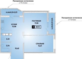 Продается двухкомнатная квартира, 68.1 м2, Краснодар, микрорайон Губернский, Боспорская улица