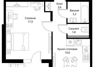 Продается 1-комнатная квартира, 39.3 м2, Ленинградская область