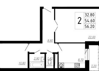 Продажа 2-комнатной квартиры, 56.3 м2, Звенигород, 3-й микрорайон, 9