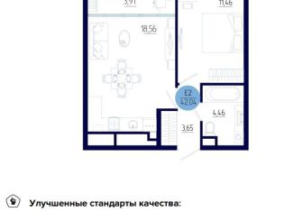 Продается 1-комнатная квартира, 42 м2, село Дядьково