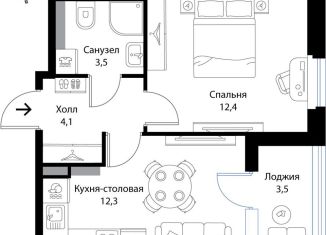 Продаю 1-комнатную квартиру, 34.1 м2, Ленинградская область