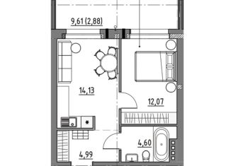 Продажа 1-комнатной квартиры, 39.3 м2, Иркутск, площадь Графа Сперанского