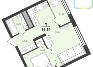 Продаю 1-комнатную квартиру, 36.2 м2, Рязанская область