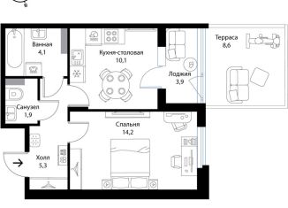 Продам однокомнатную квартиру, 40.2 м2, Ленинградская область