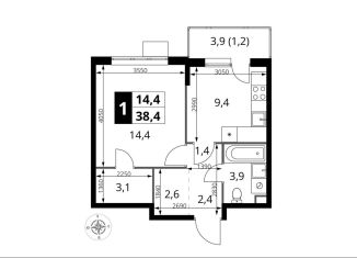 Продам 1-комнатную квартиру, 38.4 м2, Химки