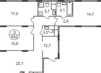 Продам 3-комнатную квартиру, 93 м2, рабочий посёлок Заречье
