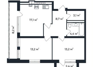 Продам 2-ком. квартиру, 64.5 м2, посёлок Доброград, улица Долголетия, 2к2