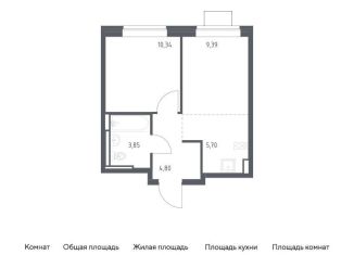Продажа 1-комнатной квартиры, 34.1 м2, Московская область