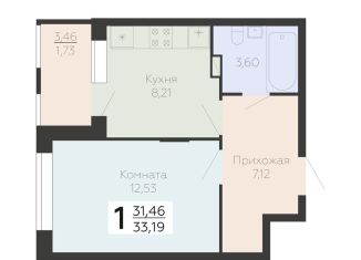 Продается однокомнатная квартира, 33.2 м2, Воронежская область